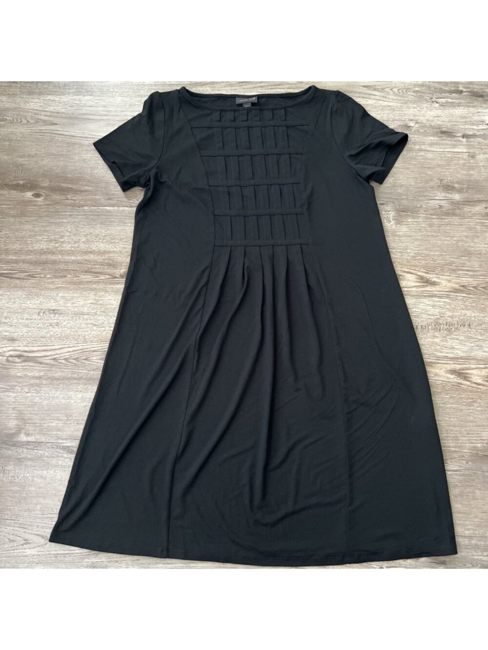 J Jill Wearever Cross Stitch Flare Dress Womens S Petite Black Short Sleeve NWT